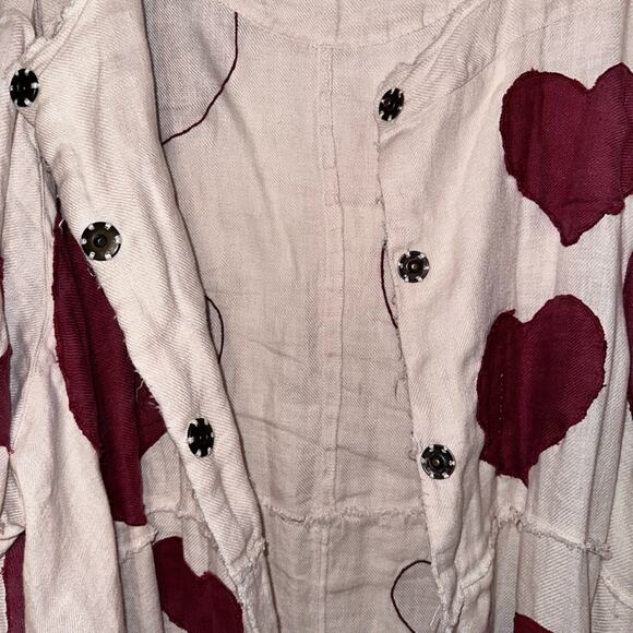 Magnolia Pearl Kimi Koat in Love ❤️ Linen Heart Appliqué Jacket, One Size, Rare - Picture 10 of 14